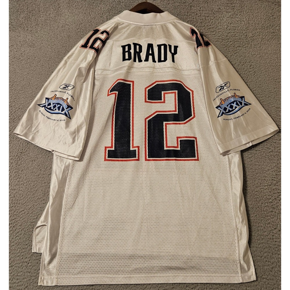 Reebok 2005‎ Tom Brady Super Bowl Jersey #12 39 New England Patriots Mens Large
